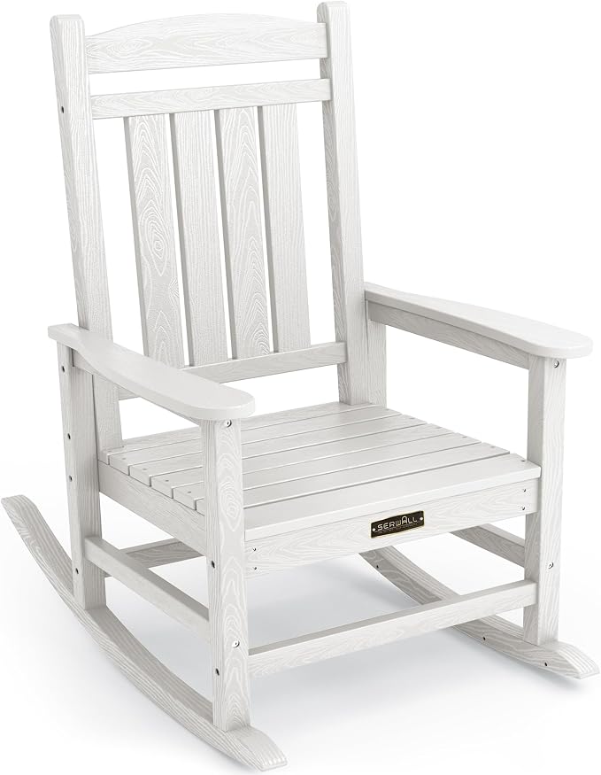 SERWALL Outdoor Rocking Chair, HDPE Patio Rocking Chair All-Weather Porch Rocker by SERWALL