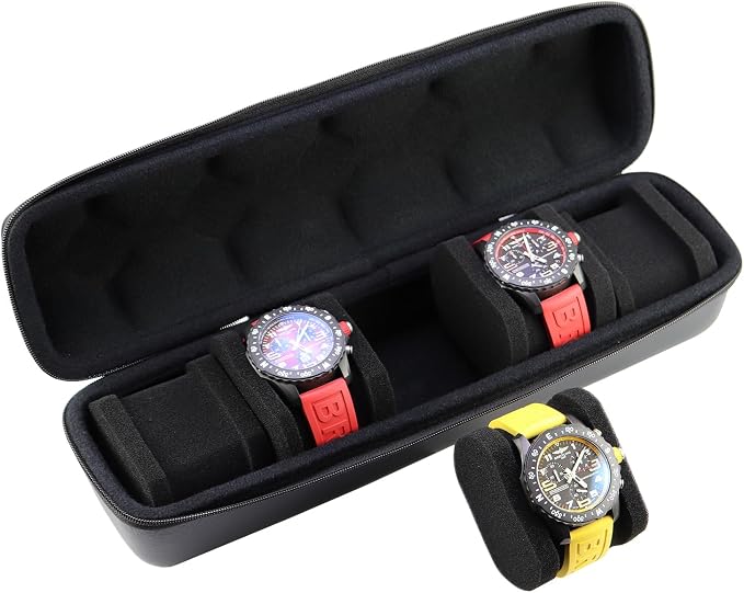 Juntan 5 Slots Hard Watch Travel Case, Portable PU Leather Zipper Storage - Image 3