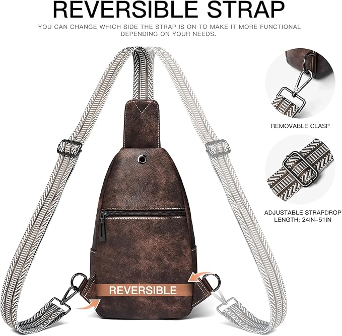 7L Sling Bag for Women Men Leather Small Sling Backpack Daypack Anti Theft - Image 7