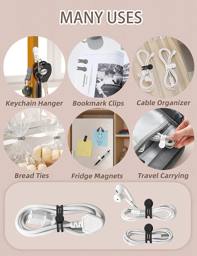 Kanemc 8 Pack Magnetic Twist Ties, Silicone Cord Organizer Magnet Reusable - Image 6
