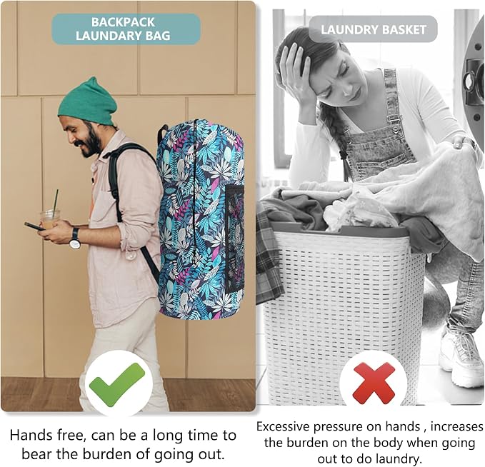Portable with Adjustable Shoulder Straps Travel Dirty Laundry Bag, with - Image 5