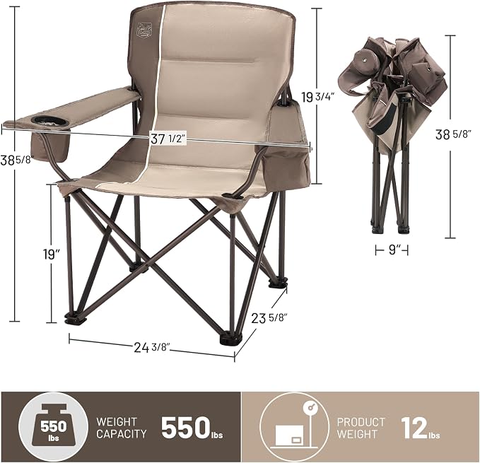 TIMBER RIDGE Oversized Folding Camping Chair - Image 3