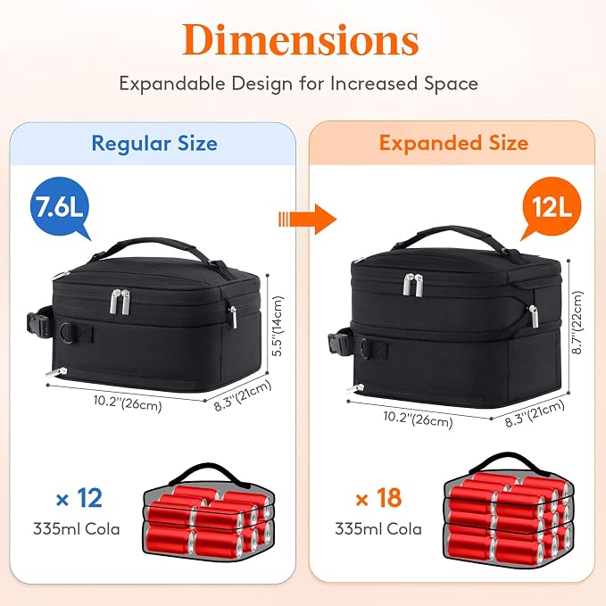 Lifewit Insulated Lunch Box for Men, Expandable Cooler Bag, Freezable Lunch Bag - Image 4