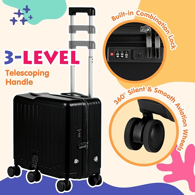 Kids Ride-On Luggage, Foldable Pedal, Hidden Cup Holder & Combination Lock - Image 2