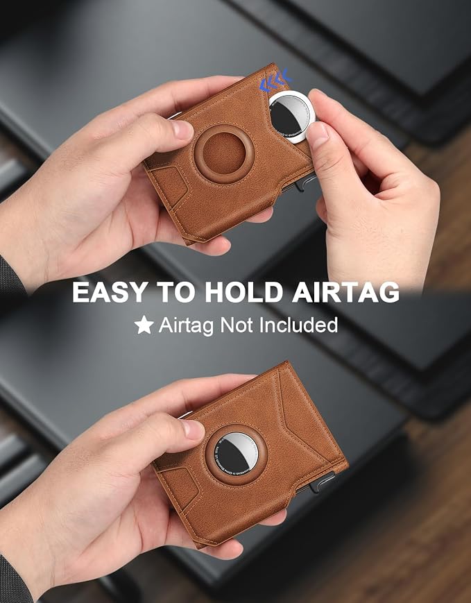 Airtag Wallet for Men, Minimalist Slim Mens Wallet Smart Pop Up Credit Card - Image 3