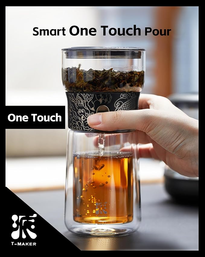 ZENS Cool Glass Teapot with Infuser, Smart One Touch Tea Maker - Image 2