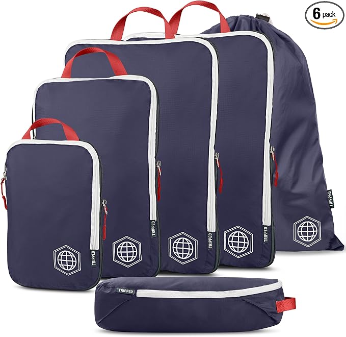 Large Compression Packing Cubes 6 Piece Set by TRIPPEDTravelGear