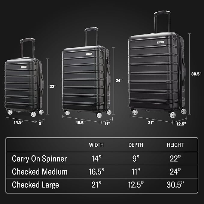 Samsonite Omni 2 Hardside Expandable Spinner Wheel Luggage, Checked Medium 24 in - Image 9