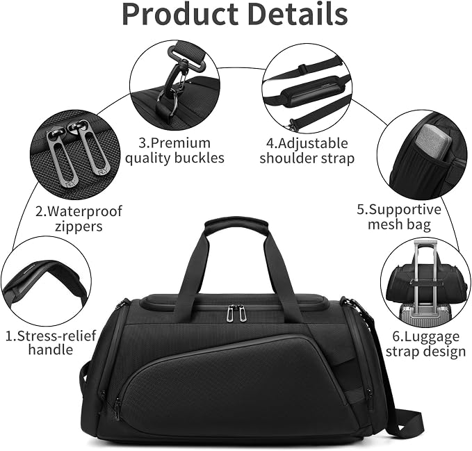 Duffle Bag for Travel, Carry on Gym Bag for Men, Waterproof Sport Bags - Image 4