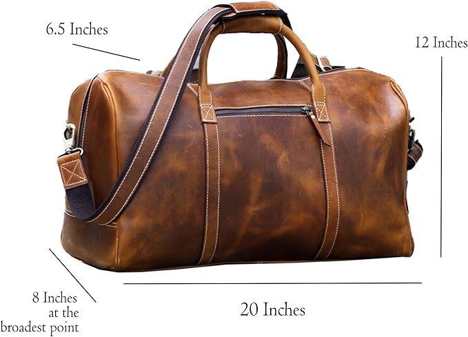 KomalC Leather Duffel Bags for Men and Women Full Grain Leather Travel - Image 7