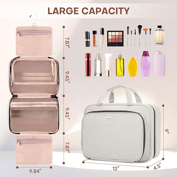 Toiletry Bag for Women with Jewelry Organizer Compartment, Travel Makeup - Image 2