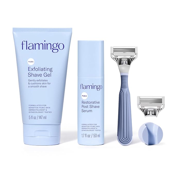 Flamingo Pubic Hair Razor for Women, Shaving Kit, 1 Razor, Exfoliating Shaving by Flamingo