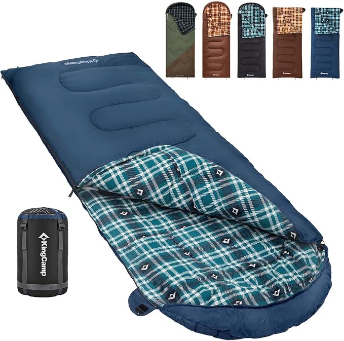 KingCamp Sleeping Bag for Adults, Cold Weather & Warm XL Big and Tall Flannel by KingCamp