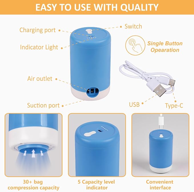Vacuum Storage Bags with Electric Pump, 22 Pack Vacuum Seal Space Saver Bags - Image 5