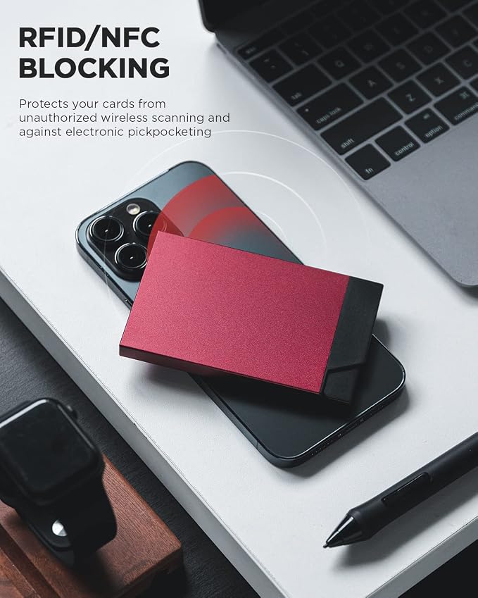 VULKIT Pop up Card Holder Minimalist Credit Card Holder RFID Blocking Slim - Image 4