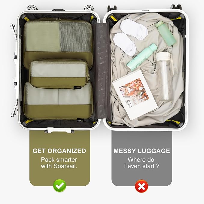 Compression Travel Packing Cubes, 6 Set Expandable Luggage Organizer Bags - Image 6
