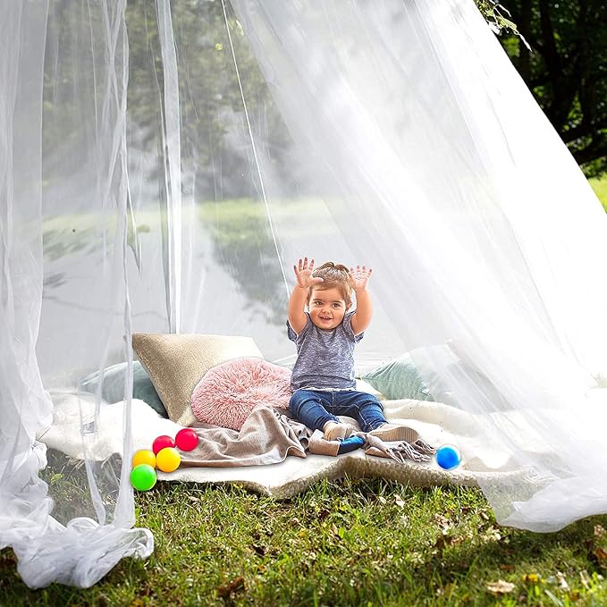 Mosquito Net for Bed, Large White Bed Canopy for Girls, Hanging Bed Net - Image 4