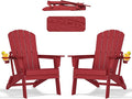 Folding Adirondack Chair with Cup Holder Set of 2, HDPE All-Weather Patio Chairs by nevilywood