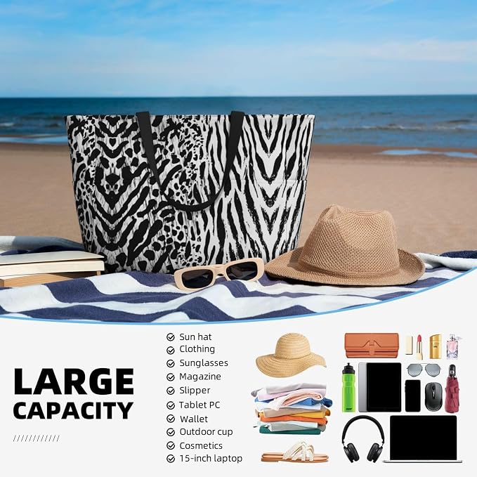 Beach Bag for Women Beach Tote Bag Waterproof Sandproof Large Bags - Image 5