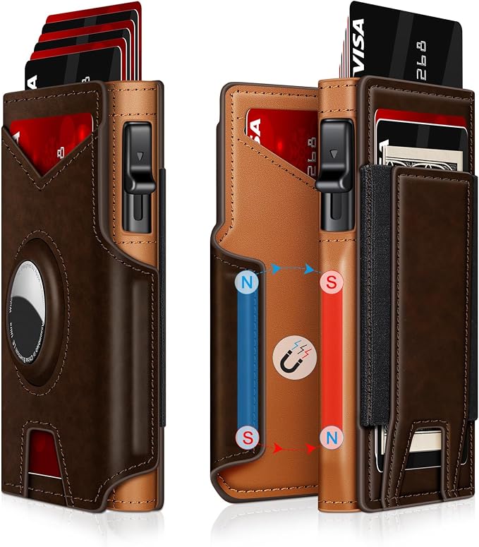 Airtag Wallet for Men, Minimalist Slim Mens Wallet Smart Pop Up Credit Card by IITRRS