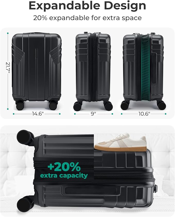 BAGSMART Expandable Carry On Luggage 22x14x9 Airline Approved, 1OO% PC - Image 7