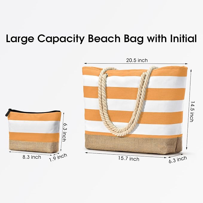 Becokan Beach Bag Initial Beach Tote - Image 3