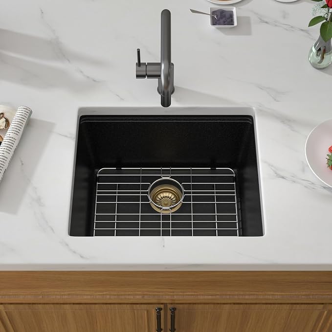 21 Black Granite Composite Bar Sink 18x18 Single Bowl Not Easily Stained - Image 4
