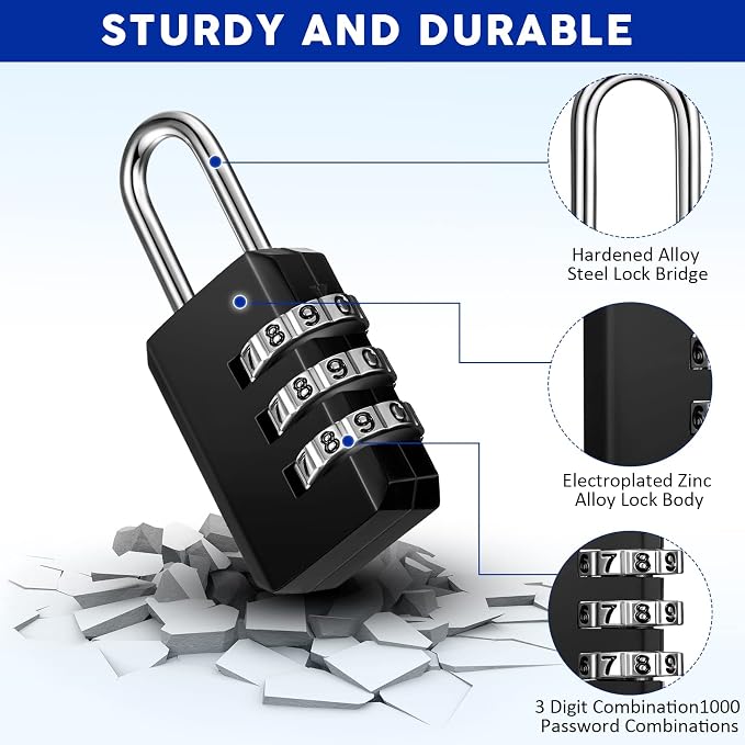 Chumia 32 Pack 3 Digit Combination Lock Small Combo Locks Waterproof Luggage - Image 3