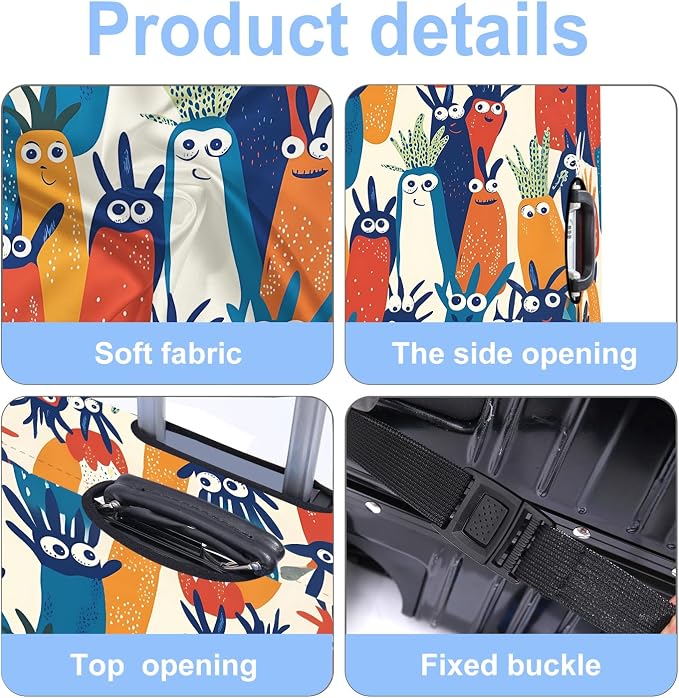 Carrot Luggage Cover Washable Suitcase Protector Anti-Scratch, Stretchable Fit - Image 3