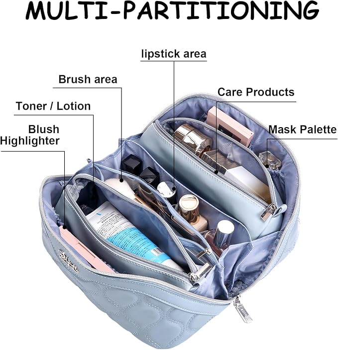Travel Makeup Bags for Women Cosmetic Bag: Puffy Make up Bags Set of 3 - Image 3
