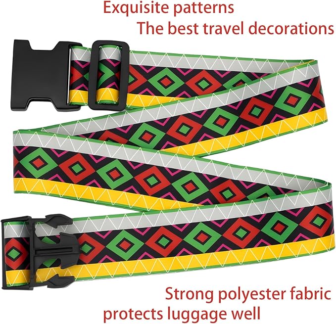 Geometric Arts Luggage Straps for Suitcases, Adjustable Luggage Travel Belt to - Image 4