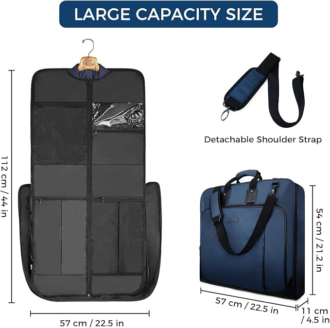 Noozion Garment Bag for Travel Large Carry On Suit Bag Hanging Travel Suit Bags - Image 3