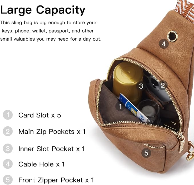 Telena Small Sling Bag for Women Leather Crossbody Fanny Packs Chest Bag for - Image 3