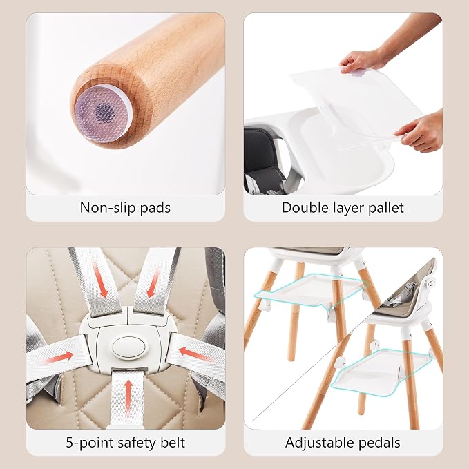Baby High Chair, Highchair for Baby & Toddler, Easy Clean Infant Highchair - Image 6