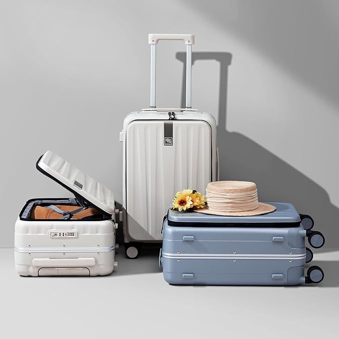 Hanke 20 Inch Carry On Suitcase PC Hardshell Luggage Top Open Aluminum Frame - Image 9