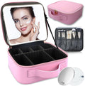 Makeup Bag with Led Mirror, Travel Makeup Organizer with 3 Color Setting & 10X by SUILU