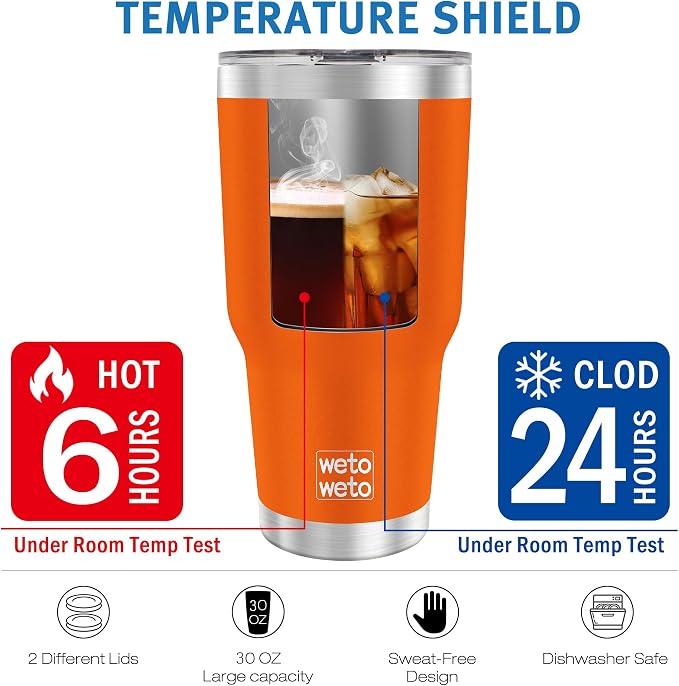 WETOWETO 30oz Tumbler, Stainless Steel Vacuum Insulated Water Coffee Tumbler Cup - Image 4