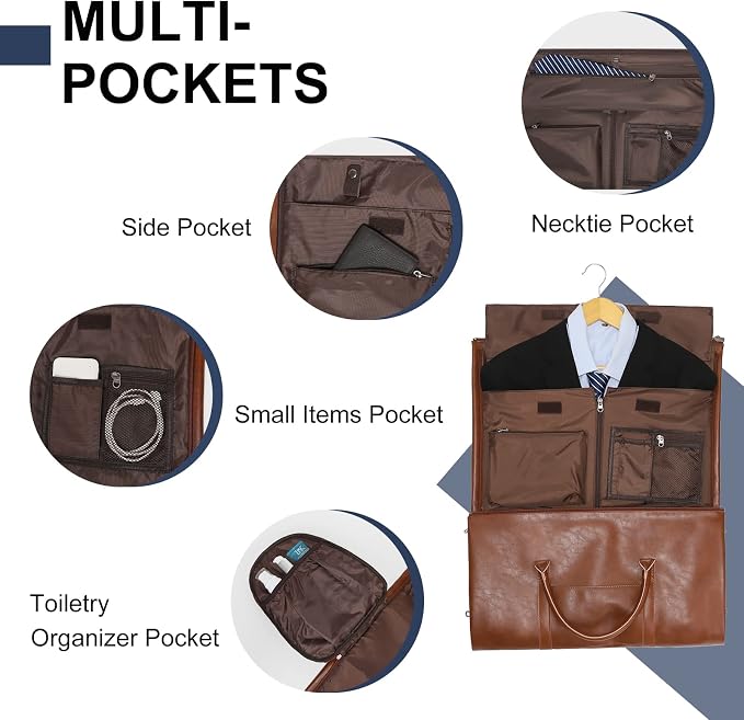Leather Garment Bag for Travel, Modoker Carry On Travel Bag - Image 3