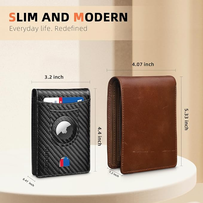 RUNBOX AirTag-Wallet-Mens-Slim-RFID Blocking Wallets Leather - Image 4