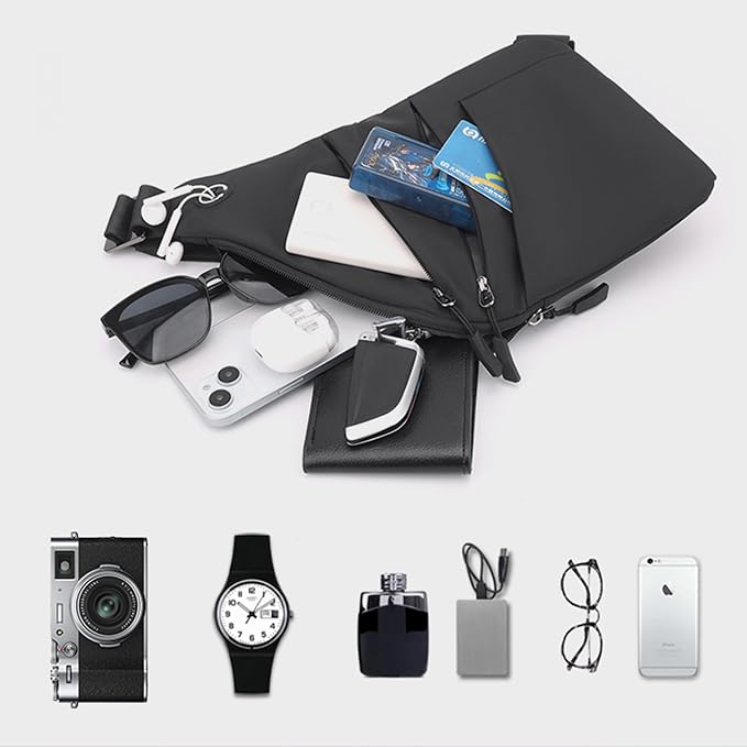 Anti Theft Crossbody Bags for Women Men, Slim Sling Bags - Image 4