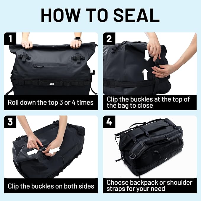 MIER Large Waterproof Duffel Bag Rolltop Dry Backpack Duffle Bags - Image 6