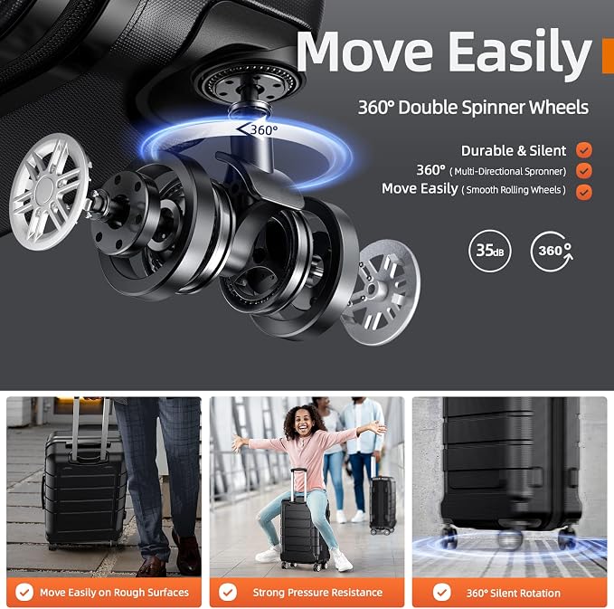 SHOWKOO Luggage Sets Expandable PC+ABS Durable Suitcase Double Wheels TSA Lock - Image 3