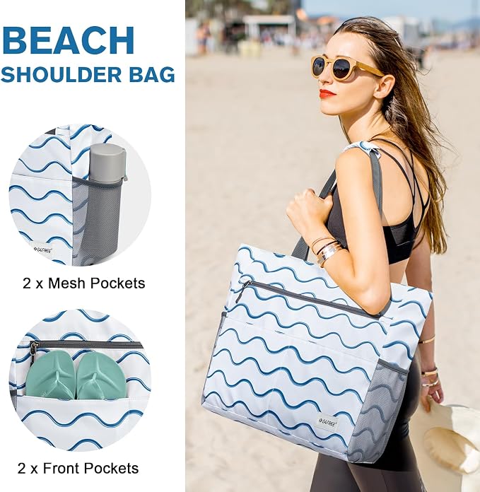 G4Free Beach Bag, Waterproof Sandproof Beach Tote Bag, Large Capacity Foldable - Image 4