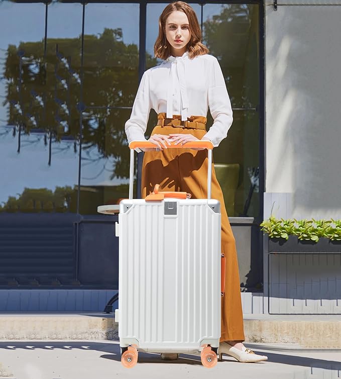 feilario 24" Aluminum Frame Wide Handle Hard Shell Carry On Suitcase - Image 6