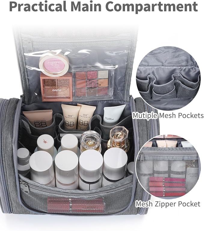 Narwey Hanging Toiletry Bag for Women Travel Makeup Bag Organizer Toiletries - Image 3