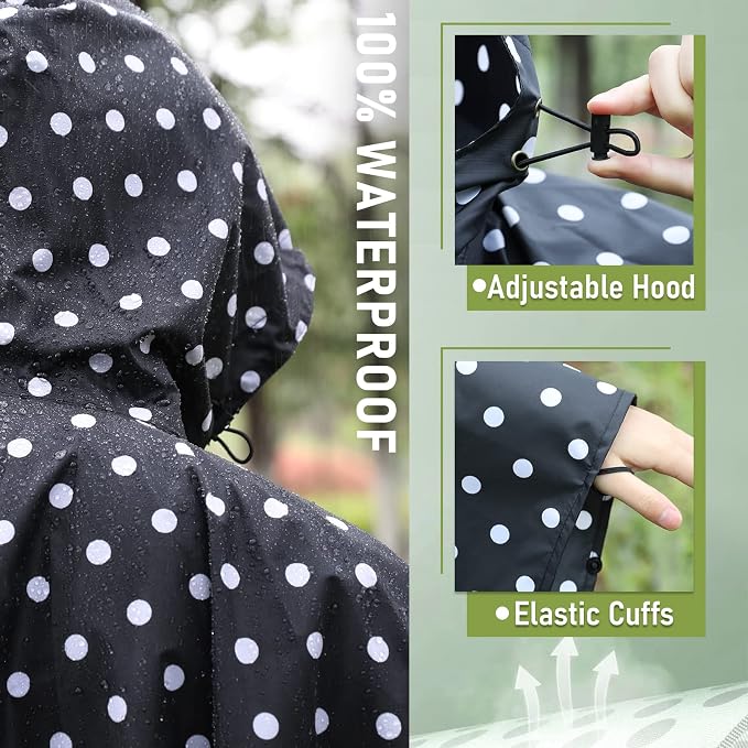 SaphiRose Unisex Rain Poncho Raincoat Hooded - Image 3