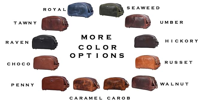 10" Premium Leather Toiletry Travel Pouch - Image 9