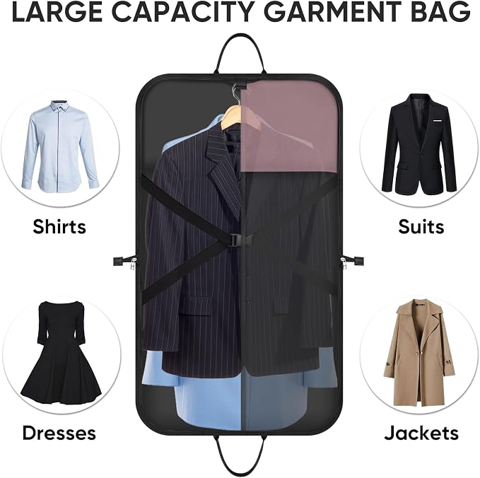 BALEINE Foldable Garment Bags For Travel, Carry On Garment Bags for Hanging - Image 5