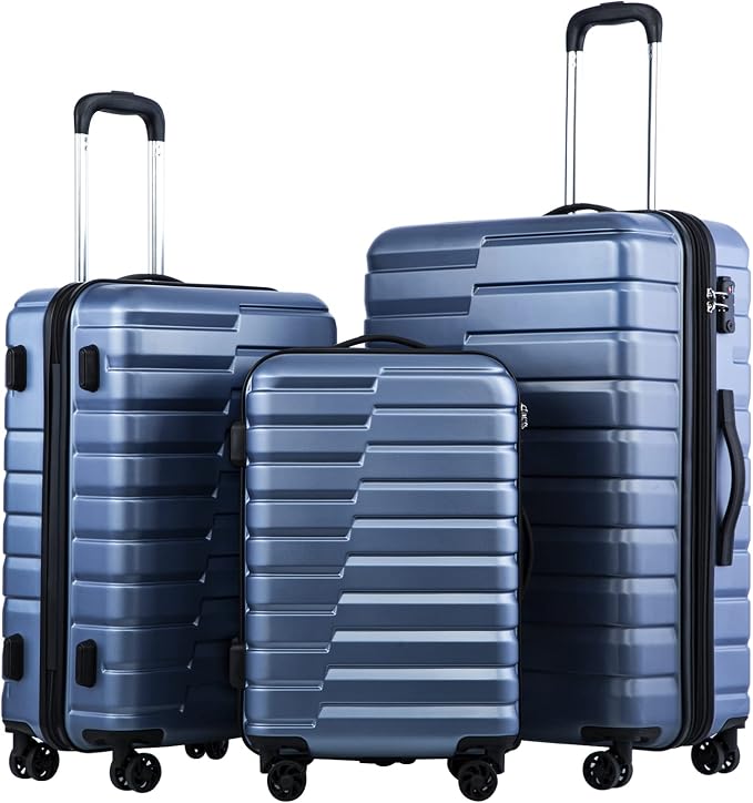 Coolife Expandable Suitcase Luggage set PC ABS TSA Lock Spinner Carry on 3 by COOLIFE