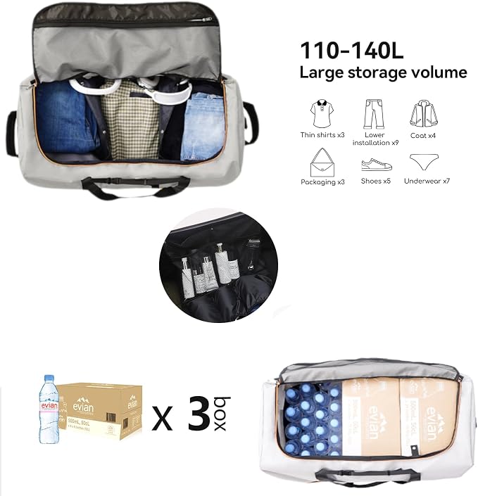 Vomgomfom 32" Soft-Sided Foldable Wheeled Travel Duffel Bag, Expandable 110L to - Image 4